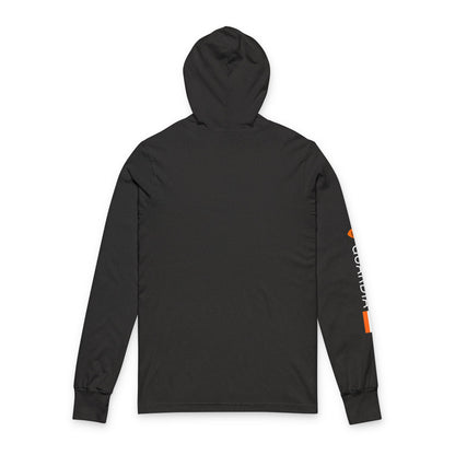 Racer Tech Hooded Long Sleeve Tee — Subtle Logo & Sleeve Stripe
