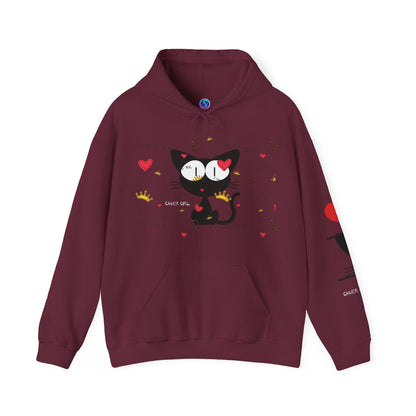 Gamer Girl Cat Happy Unisex Heavy Blend™ Hooded Sweatshirt