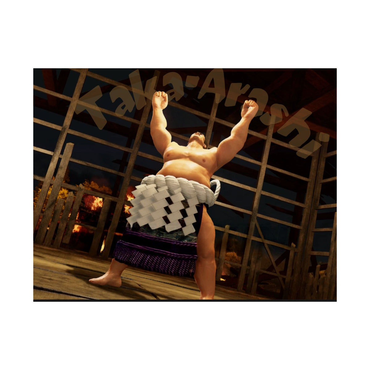 Taka-Arashi Sumo Wrestler Poster — Matte Horizontal Japanese Sumo Arena Print