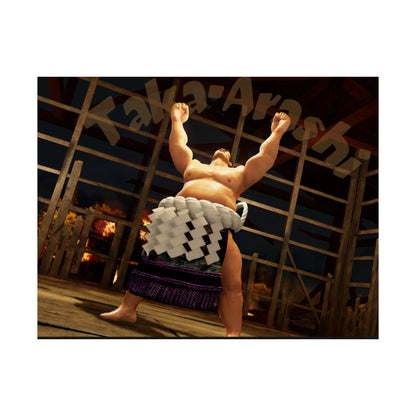 Taka-Arashi Sumo Wrestler Poster — Matte Horizontal Japanese Sumo Arena Print