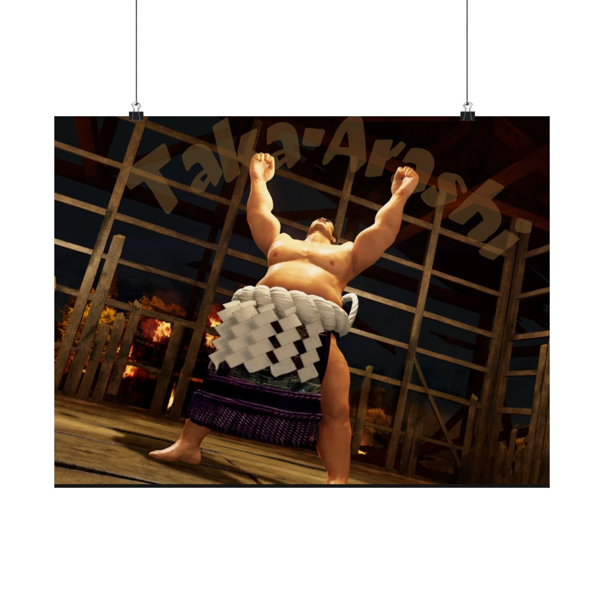 Taka-Arashi Sumo Wrestler Poster — Matte Horizontal Japanese Sumo Arena Print