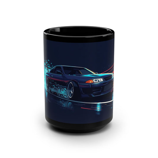JDM Drift Racing 15oz Black Mug — Blue Smoke Design