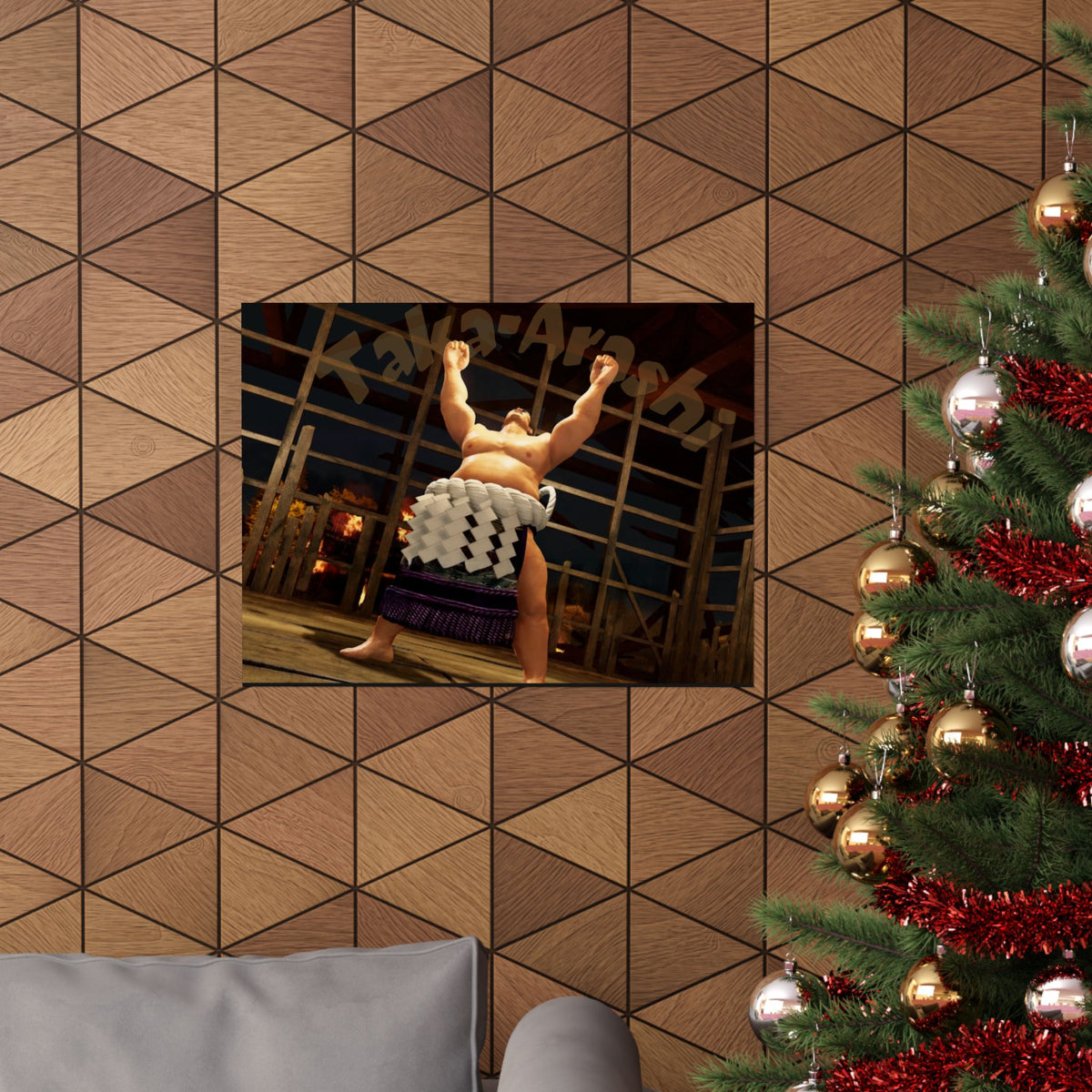 Taka-Arashi Sumo Wrestler Poster — Matte Horizontal Japanese Sumo Arena Print