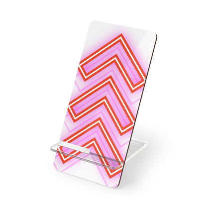 Pink Retro Chevron Gaming Phone Stand — Hands-Free Mobile Display for Desk & Bedside