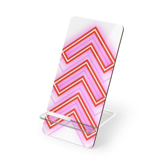 Pink Retro Chevron Gaming Phone Stand — Hands-Free Mobile Display for Desk & Bedside