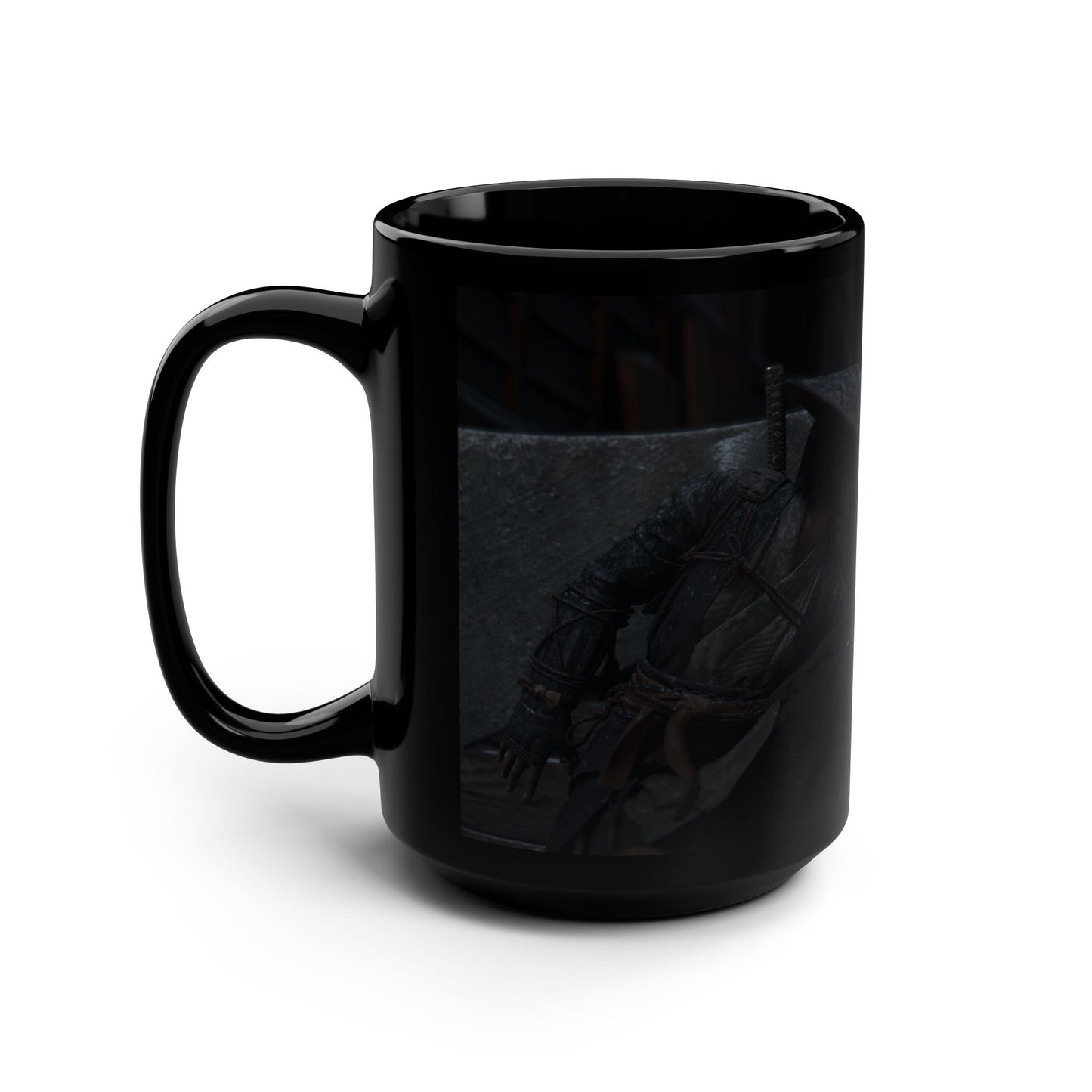 Taza Negra Naoe Shadow Assassin — Taza de Café de Arte Oscuro Ninja de 15 oz
