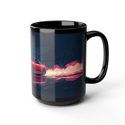 JDM Drift Racing 15oz Black Mug — Pink Smoke Design