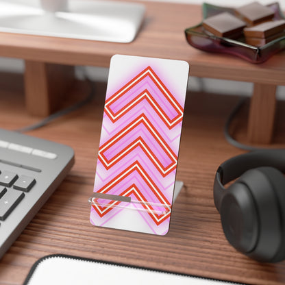 Pink Retro Chevron Gaming Phone Stand — Hands-Free Mobile Display for Desk & Bedside