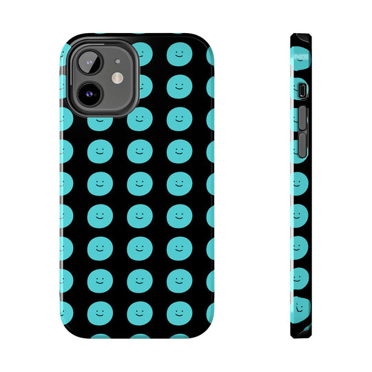 Blue Smiley Face Tough Phone Case - Durable Phone Protector, Strong Mobile Cover, Protective Smartphone Shell, Cute Emoji Design, Impact