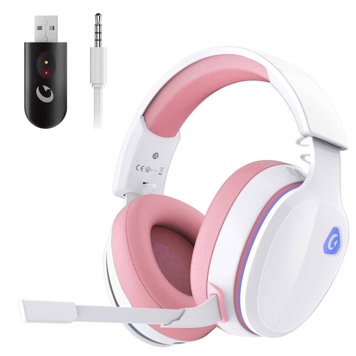 2.4GHz Wireless Gaming Headset for PC, PS4, PS5, Mac, Nintendo Switch, Bluetooth 5.2 Gaming Headphones with Noise Canceling Microphone, Stereo Sound, ONLY 3.5mm Wired Mode for Xbox Series - White - Gapo Goods - Computer PC Gaming Accessories