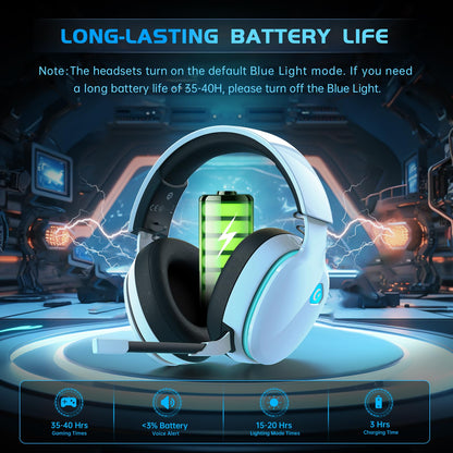 2.4GHz Wireless Gaming Headset for PC, PS4, PS5, Mac, Nintendo Switch, Bluetooth 5.2 Gaming Headphones with Noise Canceling Microphone, Stereo Sound, ONLY 3.5mm Wired Mode for Xbox Series - White - Gapo Goods - Computer PC Gaming Accessories