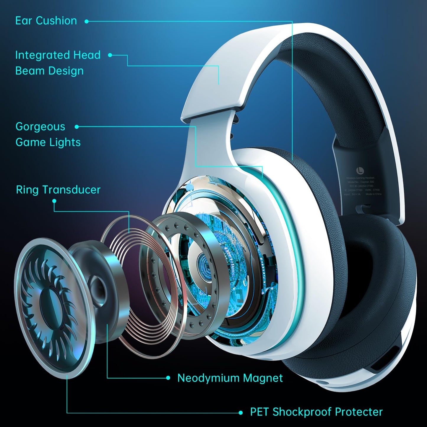 2.4GHz Wireless Gaming Headset for PC, PS4, PS5, Mac, Nintendo Switch, Bluetooth 5.2 Gaming Headphones with Noise Canceling Microphone, Stereo Sound, ONLY 3.5mm Wired Mode for Xbox Series - White - Gapo Goods - Computer PC Gaming Accessories