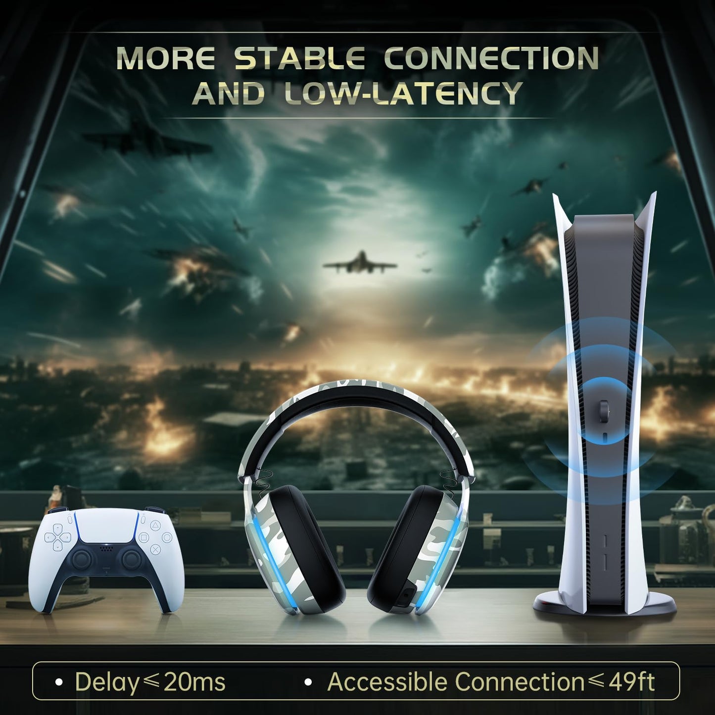 2.4GHz Wireless Gaming Headset for PC, PS4, PS5, Mac, Nintendo Switch, Bluetooth 5.2 Gaming Headphones with Noise Canceling Microphone, Stereo Sound, ONLY 3.5mm Wired Mode for Xbox Series - White - Gapo Goods - Computer PC Gaming Accessories