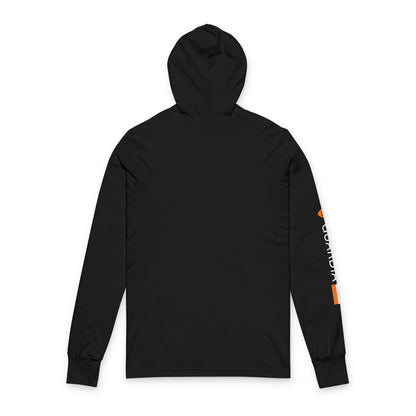 Racer Tech Hooded Long Sleeve Tee — Subtle Logo & Sleeve Stripe