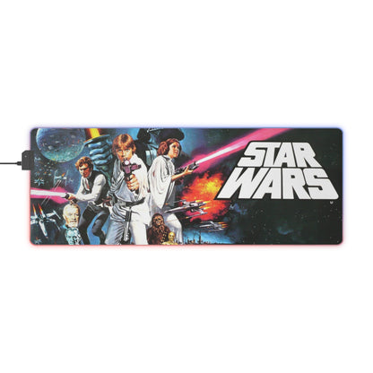 Star Wars-themed mouse pad with characters and the Star Wars logo on a white background