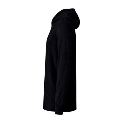 Racer Tech Hooded Long Sleeve Tee — Subtle Logo & Sleeve Stripe