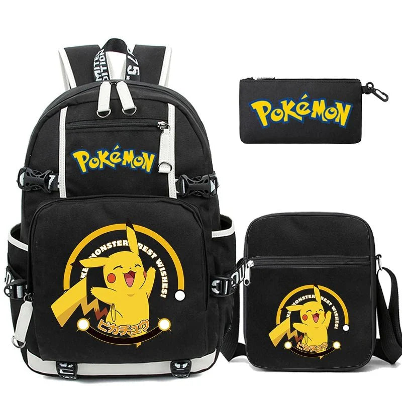 3 - Piece Set Anime Pokémon Pikachu Uzumaki Backpack - Gapo Goods - 