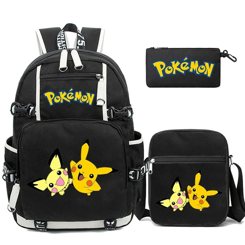 3 - Piece Set Anime Pokémon Pikachu Uzumaki Backpack - Gapo Goods - 