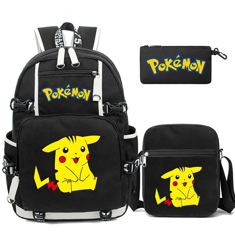 3 - Piece Set Anime Pokémon Pikachu Uzumaki Backpack - Gapo Goods - 