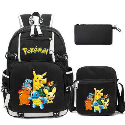 3 - Piece Set Anime Pokémon Pikachu Uzumaki Backpack - Gapo Goods - 