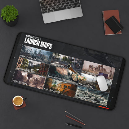 Battlefield 6 Inspired Desk Mat - Gaming Mouse Pad with Launch Maps Design