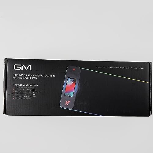 GIM Wireless Charging RGB Gaming Mouse Pad 15W, LED Mouse Mat 800x300x4MM, 10 Light Modes Extra Large Mousepad Non-Slip Rubber Base Computer Keyboard Mat for Gaming, MacBook, PC, Laptop, Desk