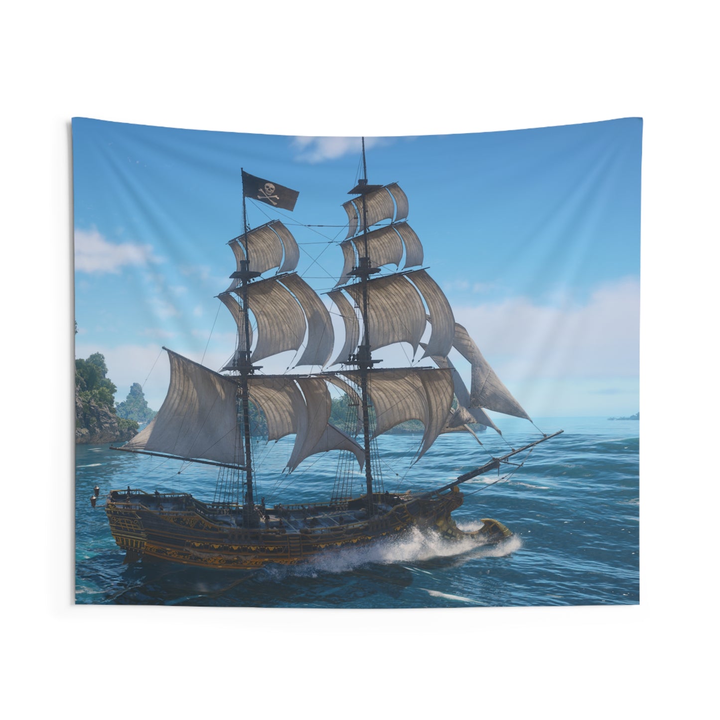Pirate Ship Wall Tapestry — Nautical Ocean Sailboat Decor
