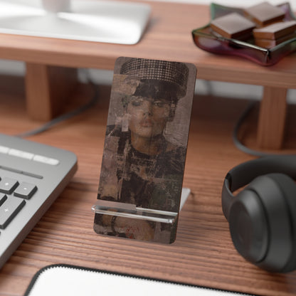 Artistic Vintage Portrait Phone Stand — Foldable Mobile Display for Smartphones