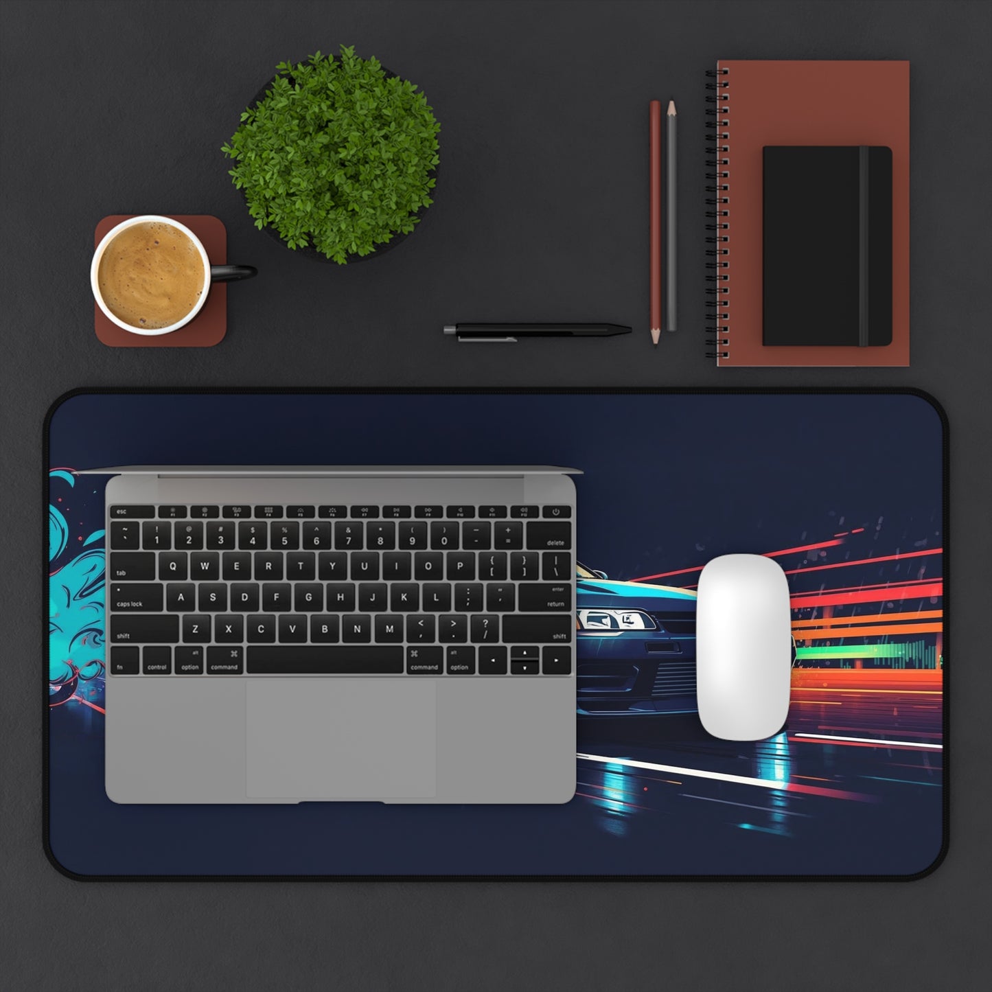 Racing Night Desk Mat — Retro Sports Car Gamer Mouse Pad