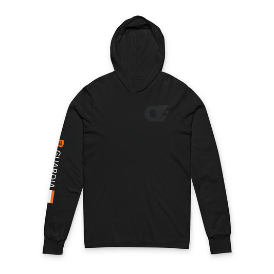 Racer Tech Hooded Long Sleeve Tee — Subtle Logo & Sleeve Stripe