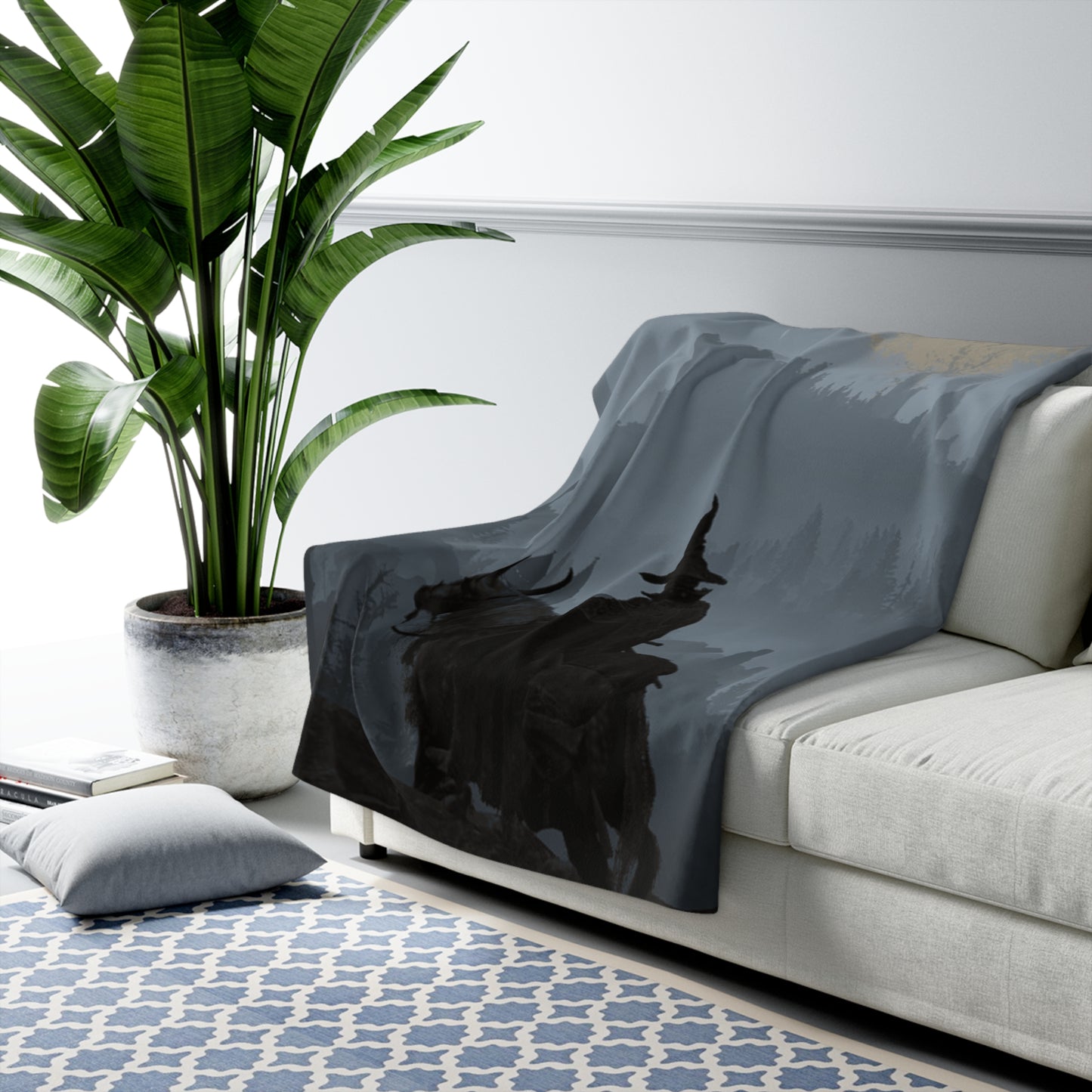 Mystical Forest Sherpa Fleece Blanket - Cozy Adventure Throw for Nature Lovers