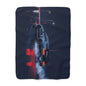 Car Drift Sherpa Blanket — Retro Night Racing Design