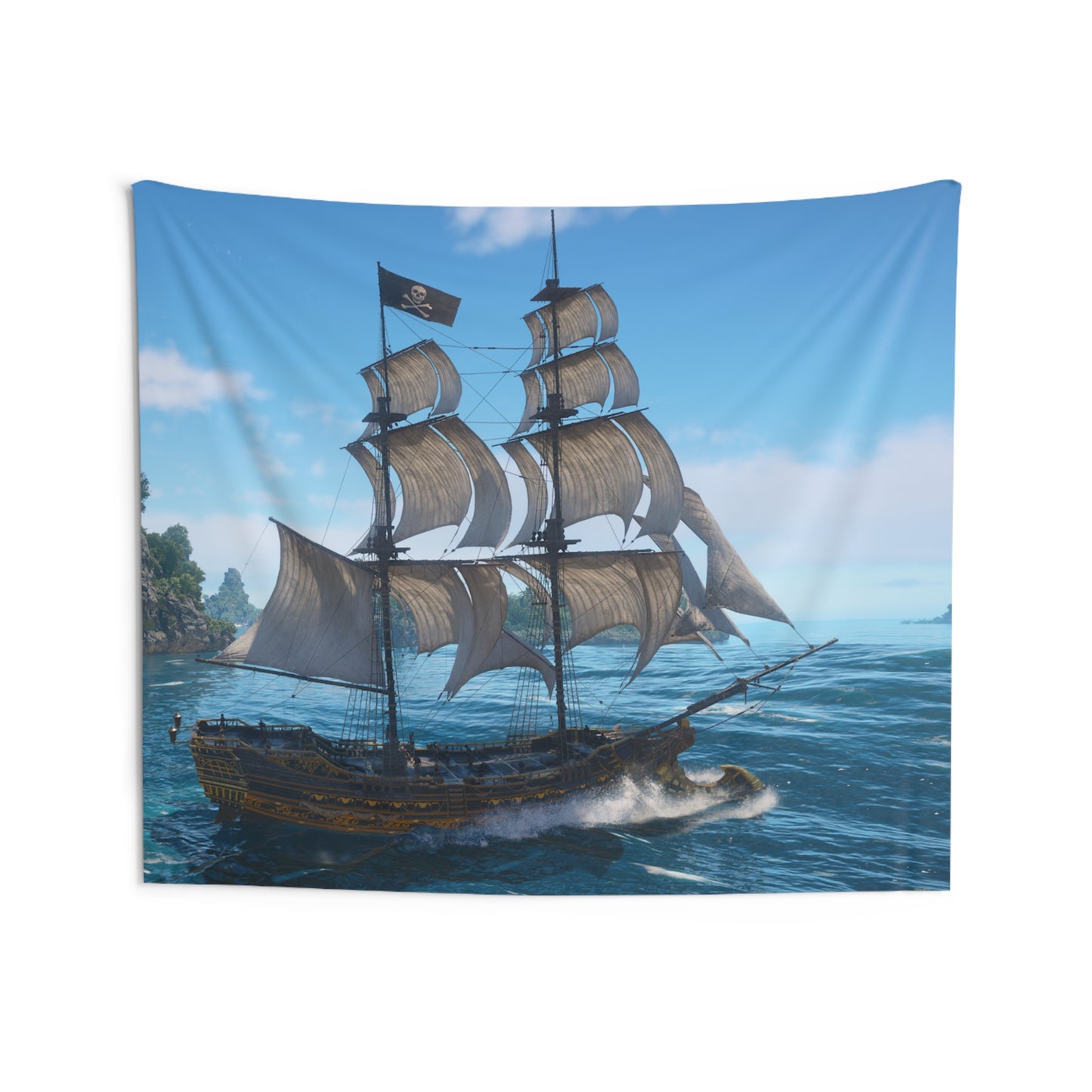 Pirate Ship Wall Tapestry — Nautical Ocean Sailboat Decor