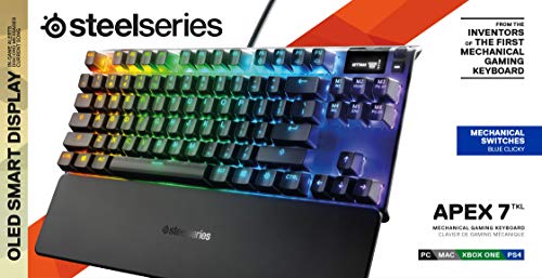 SteelSeries Apex 7 TKL Compact Mechanical Gaming Keyboard – OLED Smart Display – USB Passthrough and Media Controls – Linear and Quiet – RGB Backlit (Red Switch)