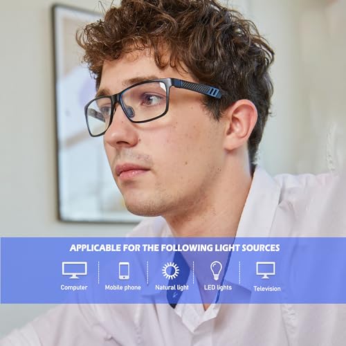 ANYLUV Blue Light Blocking Glasses Men Computer Gaming Glasses Lightweight Al-Mg Metal Anti Eyestrain UV400 Clear Lens Eye Protection 