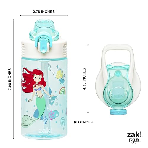 Zak Designs The Super Mario Bros. Movie Water Bottle For School or Travel, 25 oz Durable Plastic Water Bottle With Straw, Handle, and Leak-Proof, Pop-Up Spout Cover (Mario, Toad)