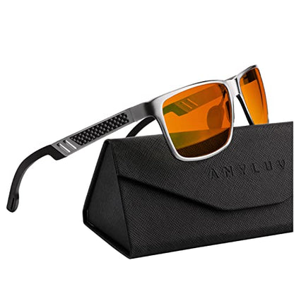 ANYLUV Blue Light Blocking Glasses Men Computer Gaming Glasses Lightweight Al-Mg Metal Anti Eyestrain UV400 Clear Lens Eye Protection 