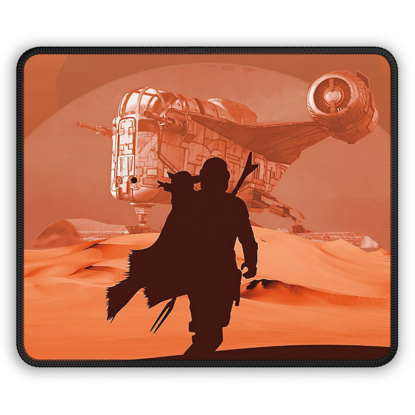 Desert Bounty Hunter Gaming Mouse Pad – Sci‑Fi Sandscape Desk Mat
