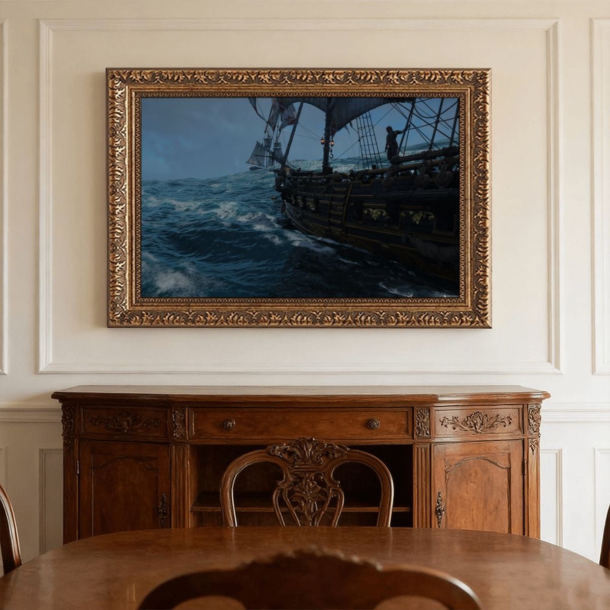 Black Flag Vintage Gold Framed Canvas Wall Art - Made in USA