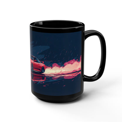 JDM Drift Racing 15oz Black Mug — Pink Smoke Design