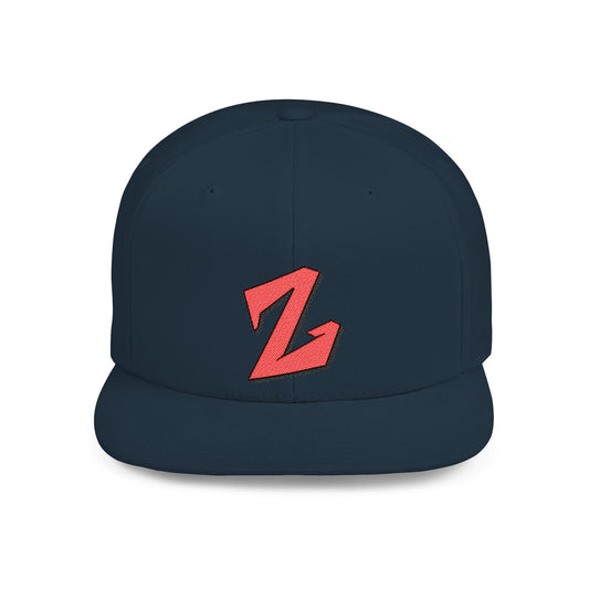 Embroidered Snapback Hat - Flat Bill Snapback With Green Undervisor | Trendy Streetwear One size Dark Navy Hats