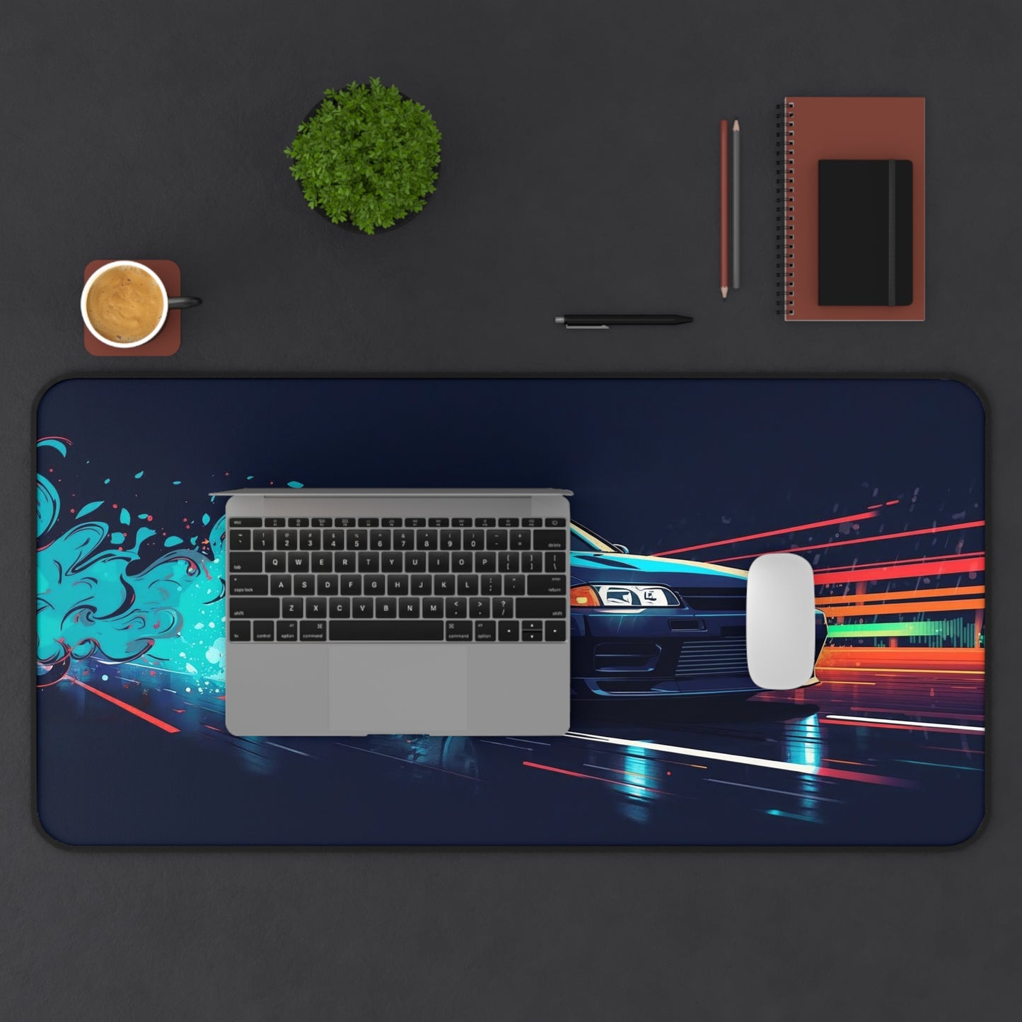 Racing Night Desk Mat — Retro Sports Car Gamer Mouse Pad