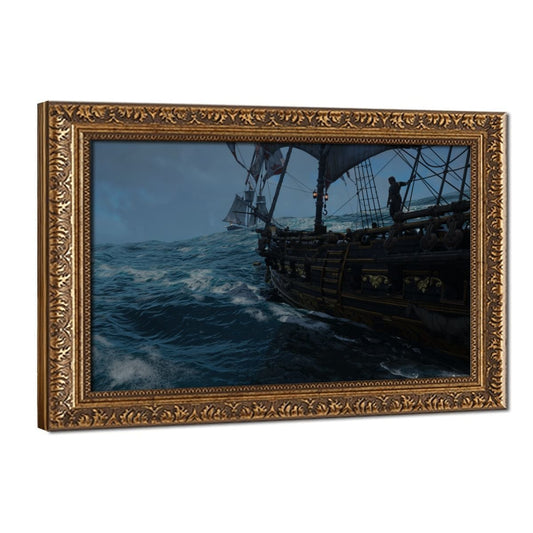 Black Flag Vintage Gold Framed Canvas Wall Art - Made in USA