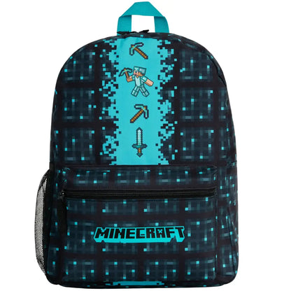 Minecraft Backpack for Boys Kids Teens Adjustable Straps Front Pocket Daypack Backpacks for Sports Gym School Gamer Gifts (Black)