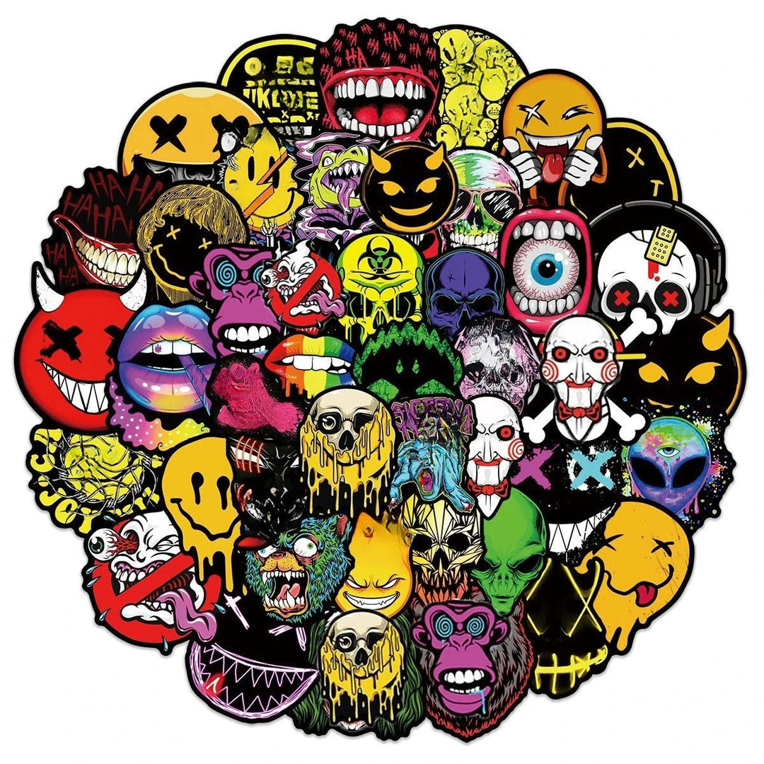 50Pcs Cool Horror Skull Stickers - Gapo Goods - 