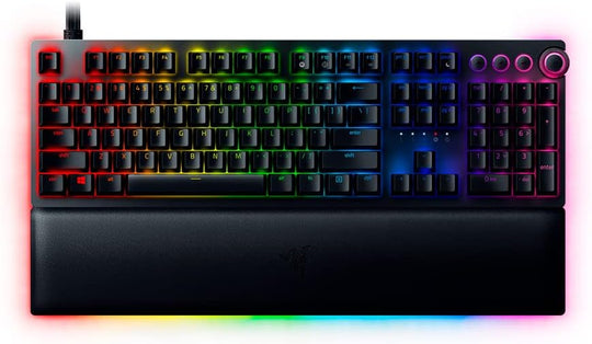 Razer Huntsman V2 Optical Gaming Keyboard: Linear Optical Switches - 8000Hz Polling Rate - Doubleshot PBT Keycaps - Dedicated Media Keys & Dial - Ergonomic Wrist Rest - Snap Tap