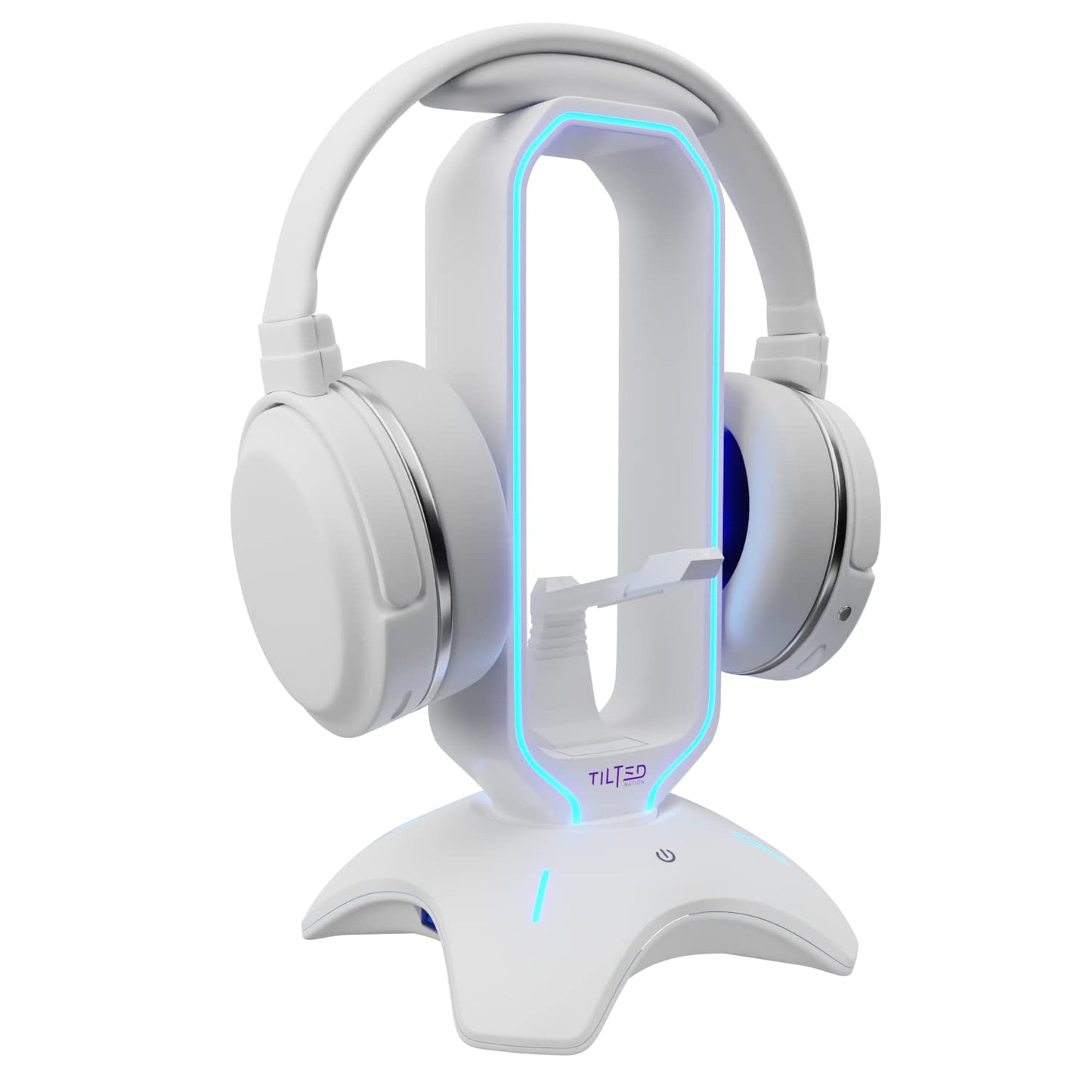 Tilted Nation Cute Headphone Stand Pink | Headset Stand with RGB, Mouse Bungee Holder, and 2 Port USB Hub Charger - Desk Gaming Accessories