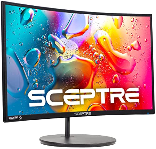 Sceptre Curved 24 - inch Gaming Monitor 1080p R1500 98% sRGB HDMI x2 VGA Build - in Speakers, VESA Wall Mount Machine Black (C248W - 1920RN Series) - Gapo Goods - 