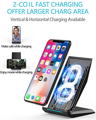 Fast Wireless Charger,NANAMI Qi Certified Wireless Charging Stand Compatible iPhone 15/15 Pro/15 Plus/15 Pro Max/14/14 Pro/13/12,Samsung Galaxy S24/S23/S22/S21/S20/Note 20 Ultra and Qi-Enabled Phone