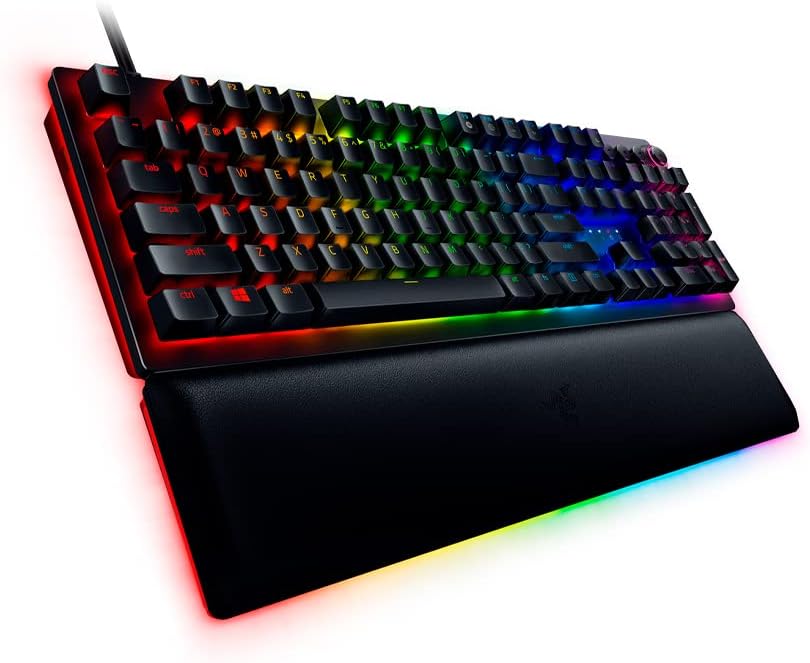 Razer Huntsman V2 Optical Gaming Keyboard: Linear Optical Switches - 8000Hz Polling Rate - Doubleshot PBT Keycaps - Dedicated Media Keys & Dial - Ergonomic Wrist Rest - Snap Tap